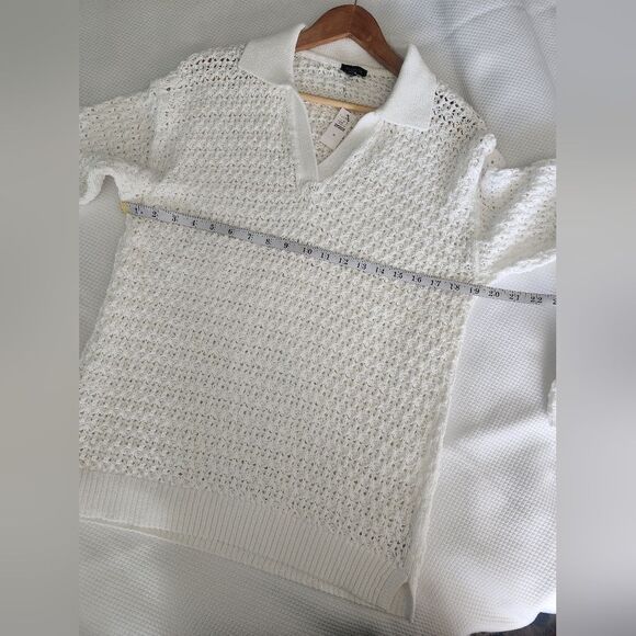 Talbots Coastal White V-Neck Sweater with Textured Knit New With Tags - Picture 5 of 8